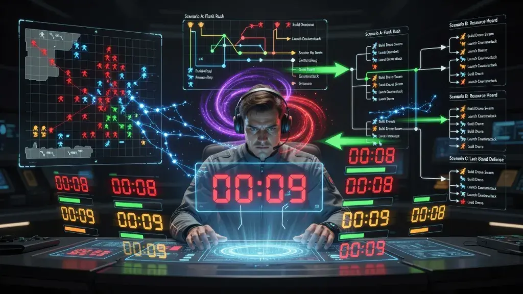 Crazy Time Strategy: Tactical Gameplay Under Time Pressure with Fast Build-and-Execute Planning in Time-Based Strategy Games