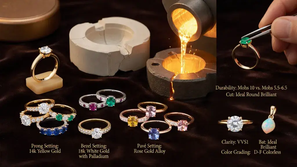 How to Choose Luxury Gold Gemstone Jewelry: Gold Gemstone Rings, Stones, and the Gold Gemstone Casting Process
